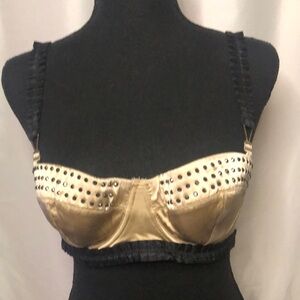 STELLA MCCARTNEY bronze color bra with studs. Soft pad w/ underwire. Size 36 C.